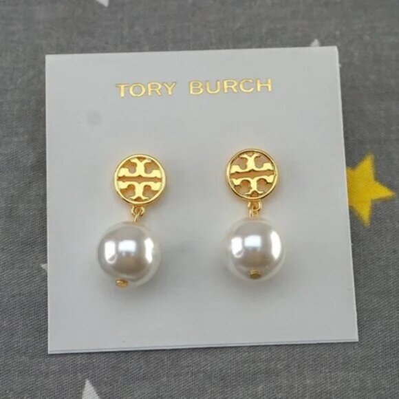 Tory Burch Jewelry - Tory Burch Miller Pearl Drop Earrings in Gold (Brand New with Dust Bag)